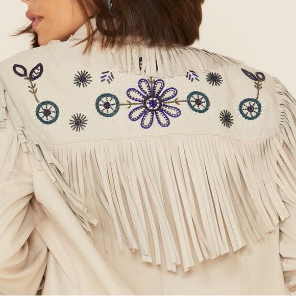 Double D Ranch leather fringe Dunway Jacket embroidered concho RTL $1095 S NWOT - Picture 6 of 16